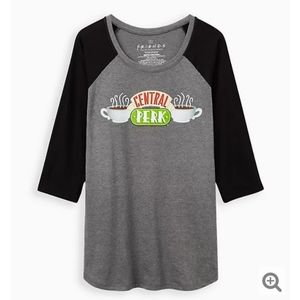 TORRID RAGLAN TEE - HEATHER GREY FRIENDS CENTRAL P